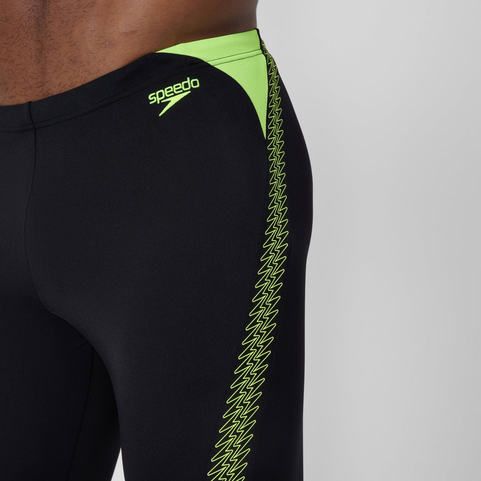 Speedo Men's HyperBoom Splice Jammer Black/Yellow及膝泳褲